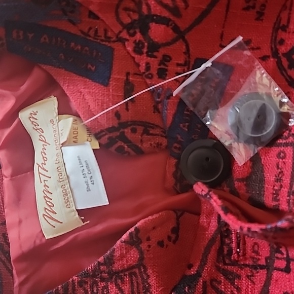 Norm Thompson Passport/Postage stamp linen jacket XL - Picture 5 of 7